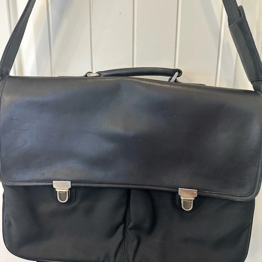 VINTAGE Coach Black Nylon & Leather Briefcase/Laptop Bag 51113
